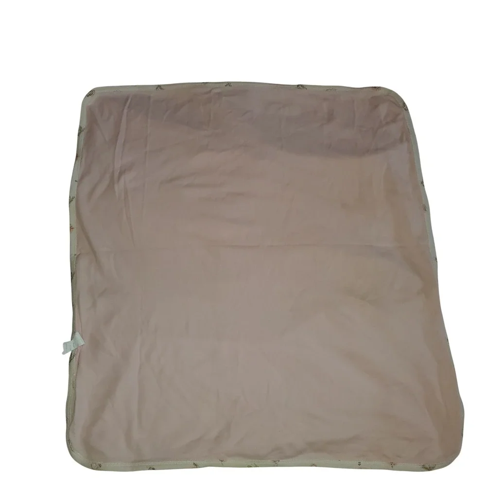 Rene Rofe Baby Pink Cotton Receiving Blanket Teddy Bear Trim Nursery Swaddle